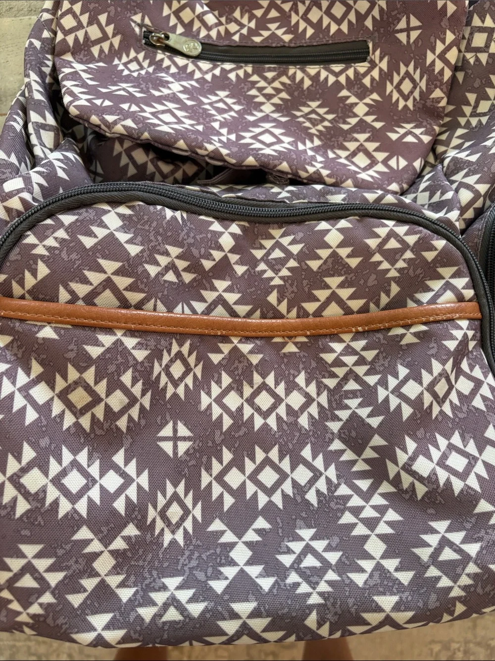 Fisher-Price Shiloh Gray and White Southwest   Diaper Bag Backpack